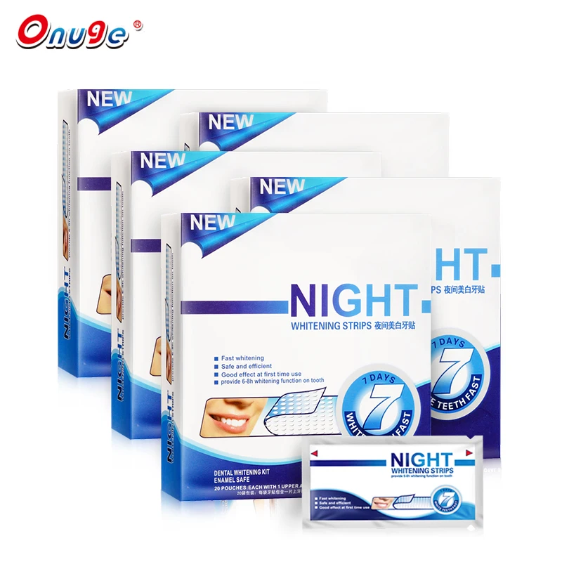 Onuge Teeth Whitening Night Dry Strips Kits 5 Boxes Advanced Whitestrips Sleeping Use Original