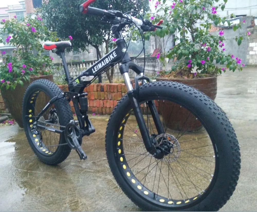 Top KALOSSE  snow bike   21/24/27/30 speed   Fat bicycle , bicicleta  mountain bike  26*4.0 inch tires  beach mountain bike 0