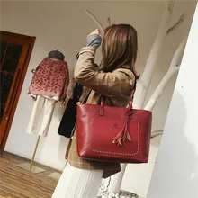 Vintage Women Bags Set Top-Handle Big Capacity Female Tassel Handbag Fashion Shoulder Bag Purse Ladies PU Leather Bag alexa Vintage Women Bags Set Top-Handle Big Capacity Female Tassel Handbag Fashion Shoulder Bag Purse Ladies PU Leather Bag alexa