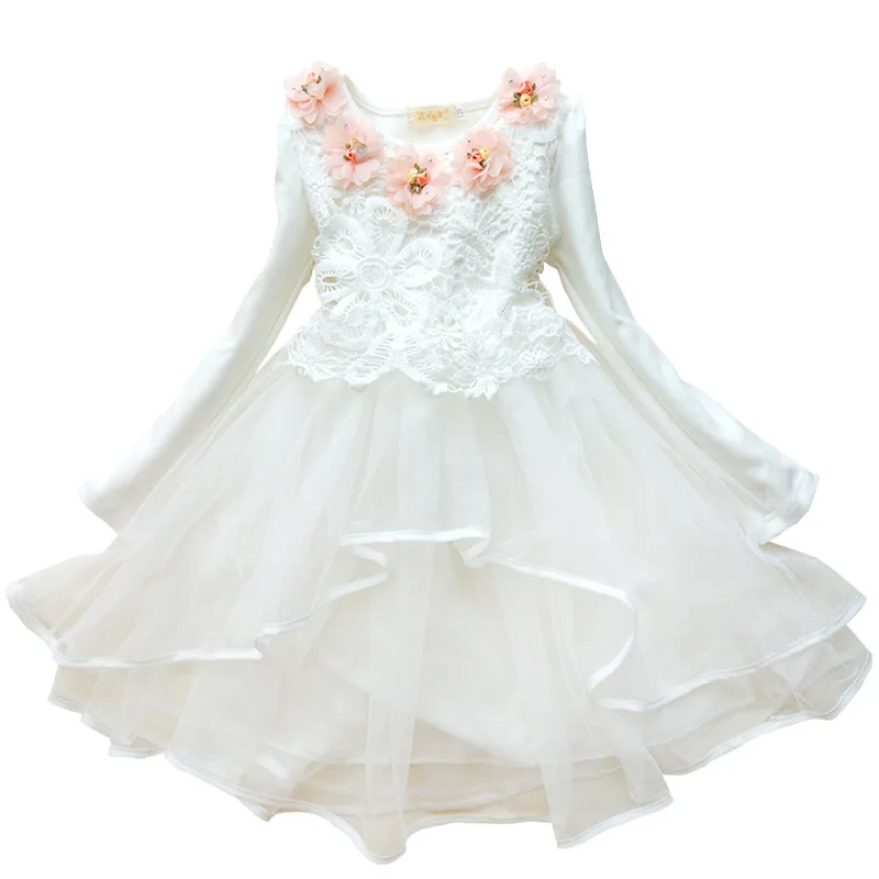 

Fashion cute baby girl toddler fall clothes long sleeve vintage flare ruffles kids cotton dresses