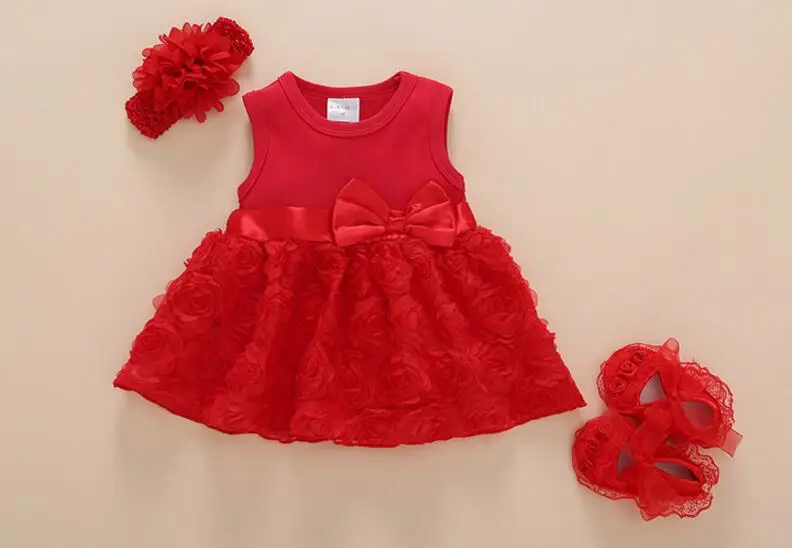 Summer-Toddler-Girl-Dress-Headband-Shoes-Newborn-Photography-Dress-Girls-Rose-Flowers-Bow-Party-Dresses-KKT167 (4)