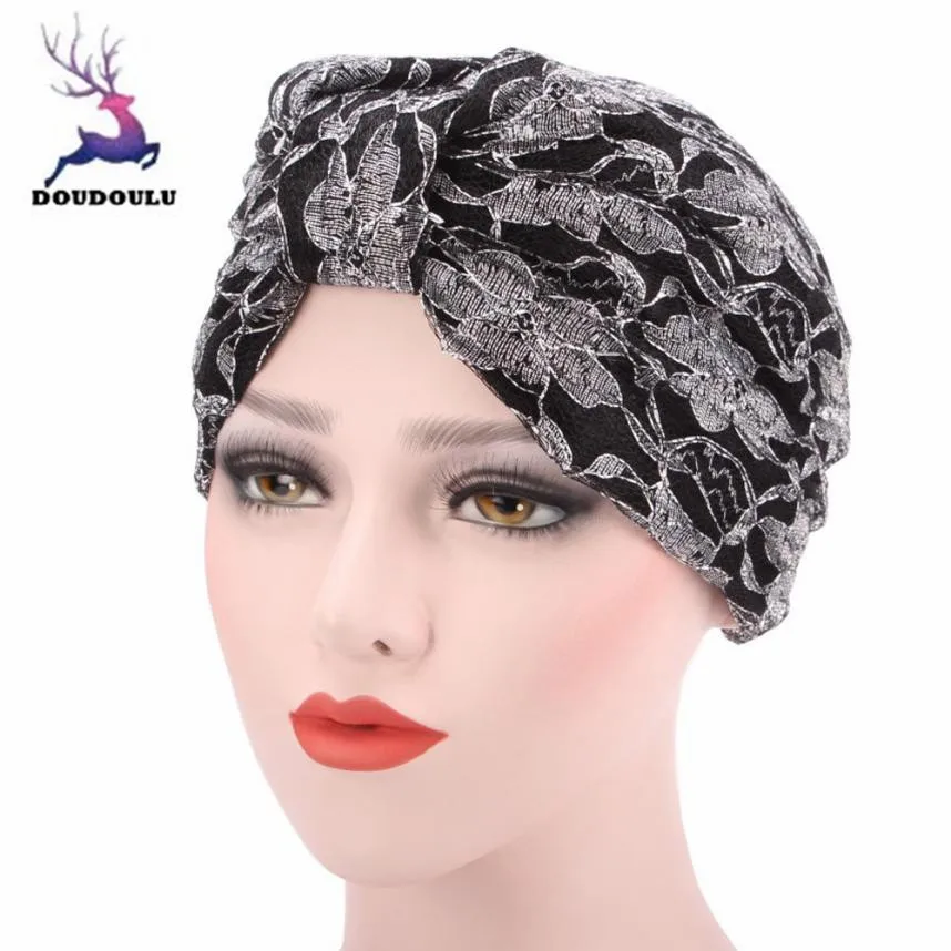 

DOUDOULU Winter Hat For Women Beanies Lace Muslim Ruffle Cancer Chemo Hat Beanie Scarf Turban Head Wrap Cap Drop shipping#ZH