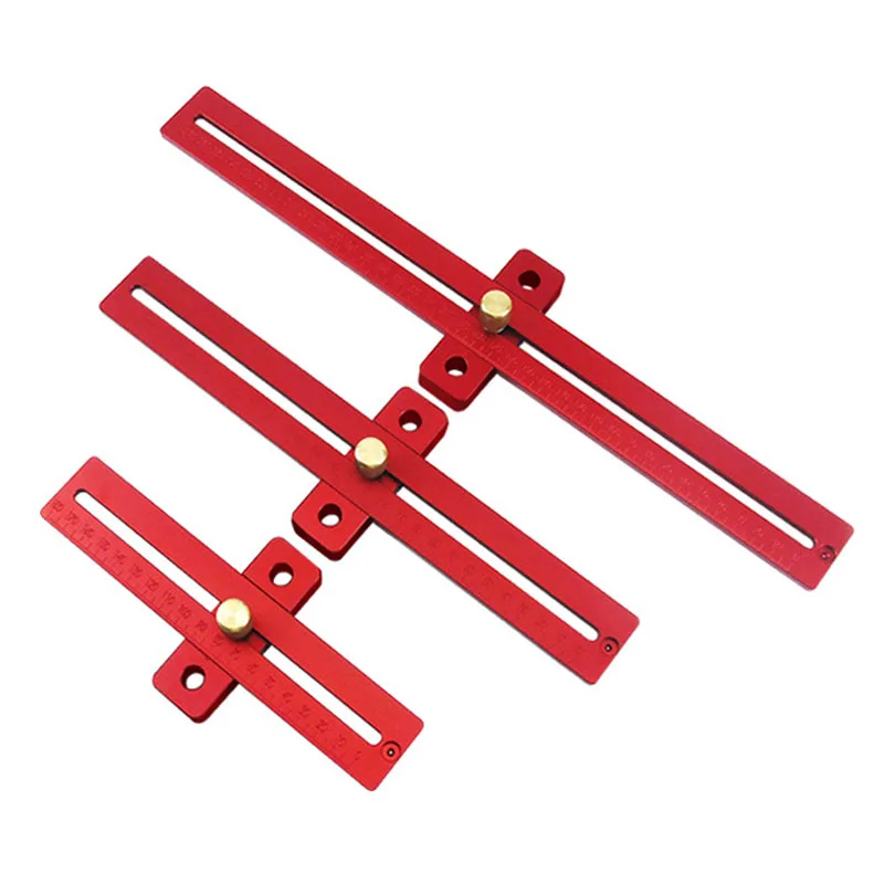 

Aluminum Alloy 170/270/370mm Scale Measure Scribing Ruler Woodworking T-type Hole Ruler Marking Tool for Woodworking FC0005