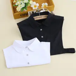 Осенняя и зимняя Корейская хлопковая парча черная и белая рубашка воротник женская рубашка Съемный фальшивый воротник