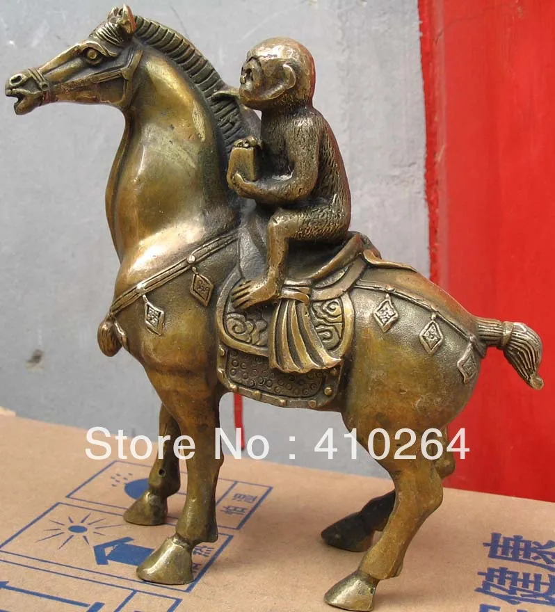 

GOOD LUCK horse monkey "Right away Hou" Bronze Statue