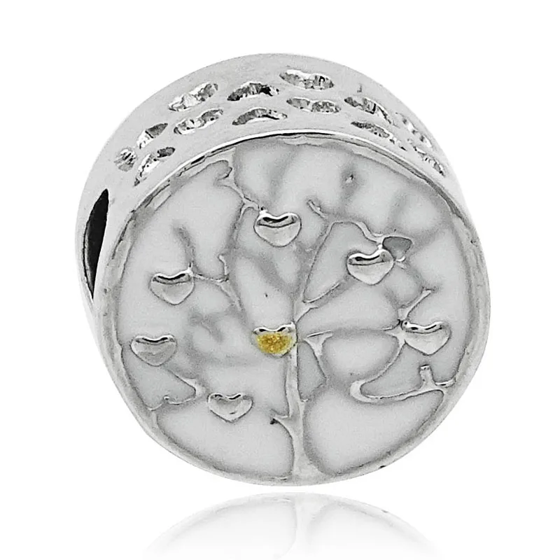 

1pc White Enamel Family Tree Charm Beads fit Pandora Charm Bracelet DIY Original Jewelry For Women Best love Gift