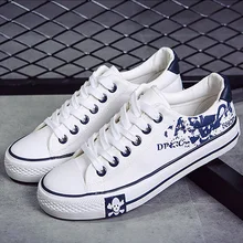 Мужская обувь из Вулканизированной Ткани; сезон весна-осень; однотонная парусиновая обувь на шнуровке с принтом; мужская повседневная обувь из вулканизированной ткани на плоской подошве; цвет белый, черный; BINHIIRO;