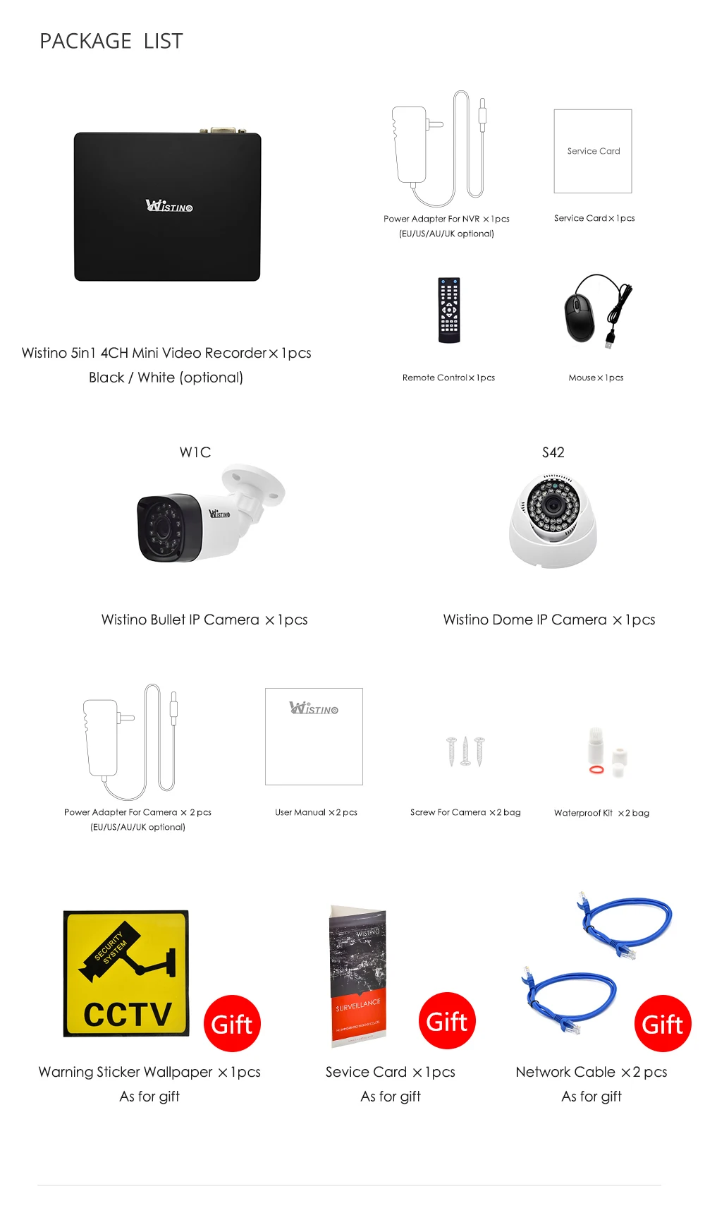 Wistino CCTV IP Camera NVR Kits 1080P XMeye Outdoor Surveillance Camera  HomeSystem Security Video Monitor Onvif IR Night Vision (3)