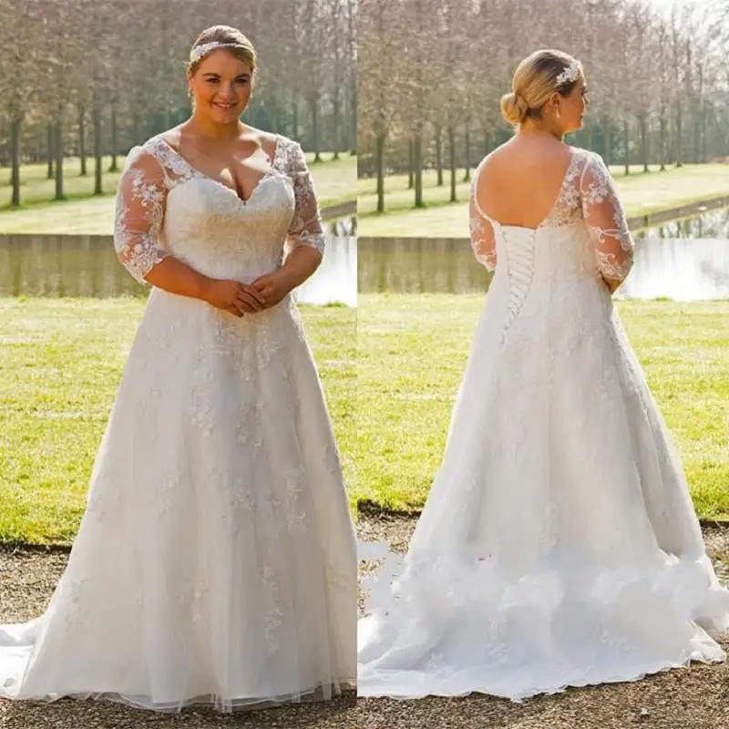 Country Style Plus Size Wedding Dress With Sleeves 2019 Vestidos