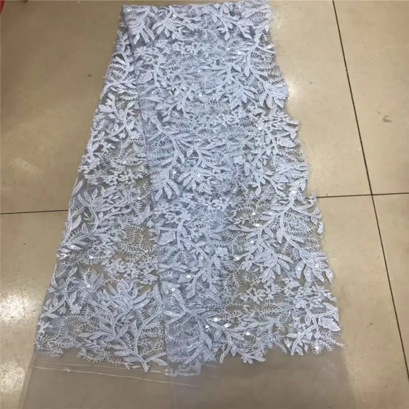 

Lovely Latest African Lace Fabric 2018 Sky Blue Peach Embroidery Lace Fabric Bridal Wedding French Mesh Lace Fabric