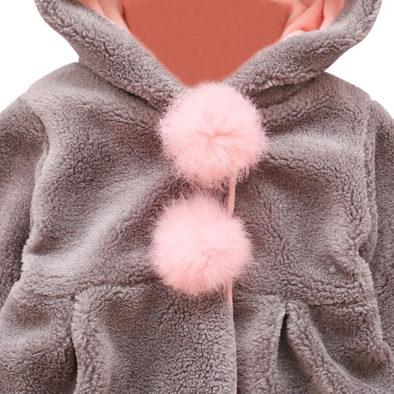 Милые осенне-зимние куртки для маленьких девочек; теплая детская верхняя одежда с заячьими ушками; пальто; одежда для детей; одежда для малышей; пальто для девочек