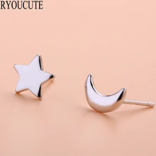 Летние серьги-гвоздики из стерлингового серебра 925 пробы с Луной и звездами для женщин Brincos Pendientes