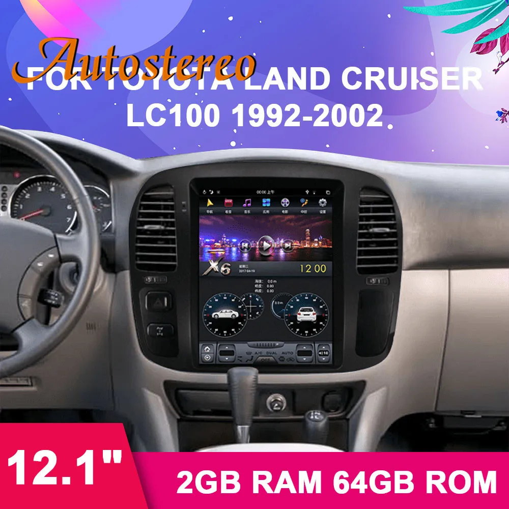 Top Android 9.0 Tesla style Car GPS Navigation For TOYOTA LAND CRUISER LC100 before 2002 headunit multimedia radio no car DVD player 0