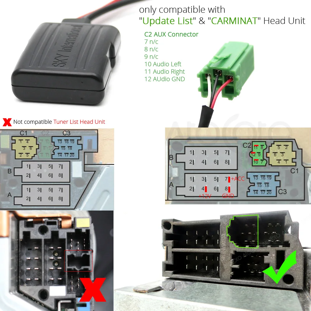 Автомобильный Bluetooth модуль 6 Pin MINI ISO Кабельный адаптер для Renault Updatelist Радио стерео с AUX режим Беспроводной Audio In