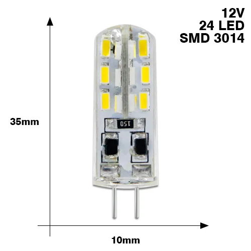 10 шт. G4 Светодиодный светильник высокой мощности 3 Вт SMD2835 3014 DC 12 В AC 220 В белый/теплый белый светильник, заменить галогенный Точечный светильник, люстра - Испускаемый цвет: G4 12V 3014 24L