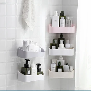 

Bathroom Storage Rack Non-drill Wall Mounted Triangular Storage Stand for Home Use J2Y