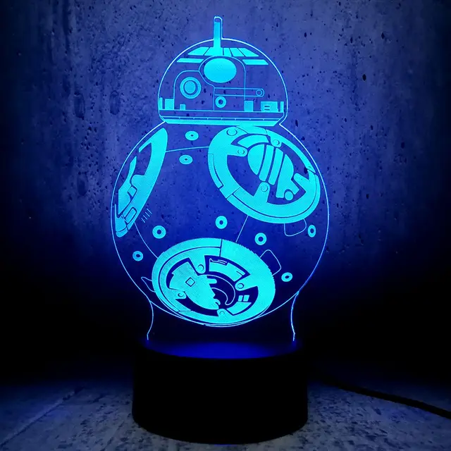 Increíble Robot de bola de BB-8 de Star Wars bombilla LED para lámpara 3D figura de acción para regalo juguetes RGB lámpara de Noche de Ambiente niños Mesa USB iluminación - Imagen 4