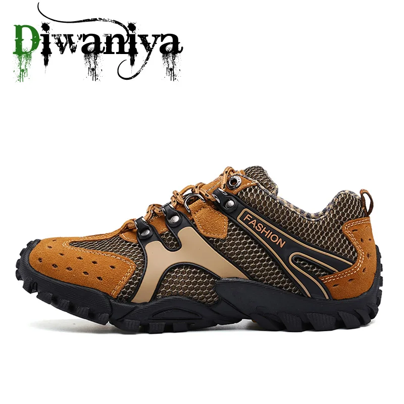 Большие размеры 38-46, Мужская походная обувь, дышащая уличная Треккинговая обувь, кроссовки, мужская обувь для альпинизма, zapatillas hombre - Цвет: Brown