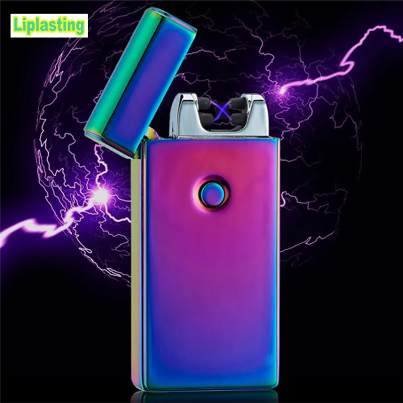 Liplasting 5 Colors USB Rechargeable Cigarette lighter Flameless Electric Dual Arc Metal Windproof Cigarette lighter Tool