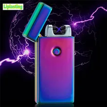 Liplasting 5 Colors USB Rechargeable Cigarette lighter Flameless Electric Dual Arc Metal Windproof Cigarette lighter Tool