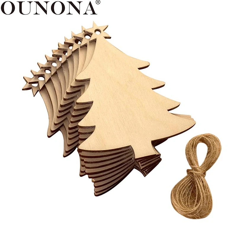 

OUNONA 10Pcs Christmas Tree Wooden Hanging Pendant Decoration Wood Ornaments Xmas Christmas Tree Wooden Ornaments Decoration