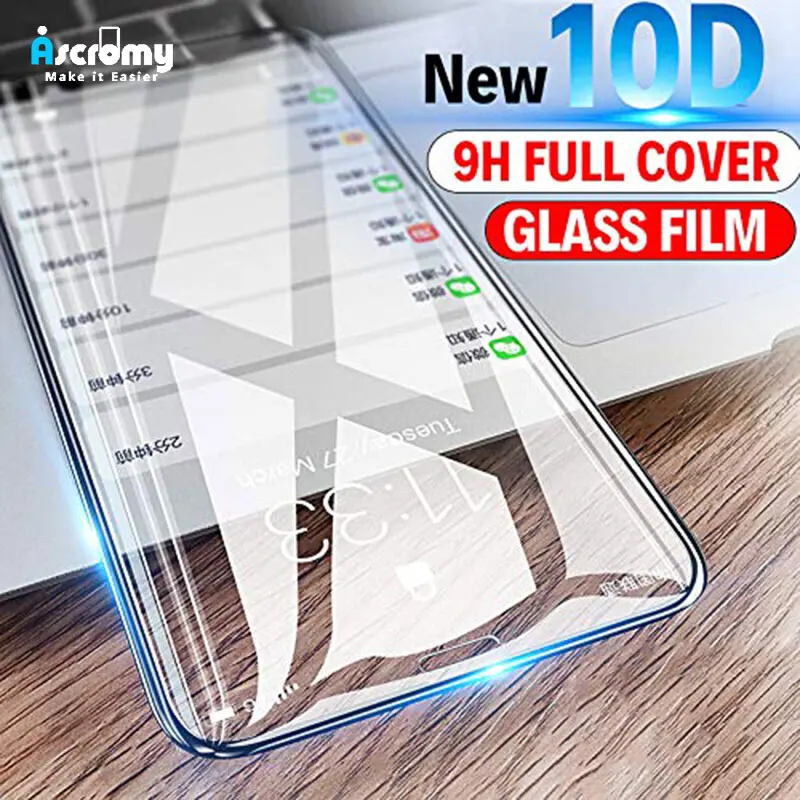 Закаленное стекло Ascromy 10D для Apple iPhone X XS Max XR 8 Plus 7 6 6s XSmax полное покрытие защита