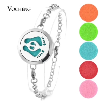 

10pcs/lot Aromatherapy Diffuser Locket 316L Stainless Steel Bracelet Bangle 30mm Footprint 2 Styles without Oil Pads VA-283*10