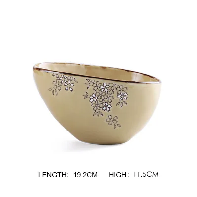 Высококачественная керамическая посуда с необычным цветочным рисунком, ручная роспись, японский стиль, Сакура, Простые ретро чаши, фарфоровые кофейные кружки с молоком, 1 шт - Цвет: soup bowl