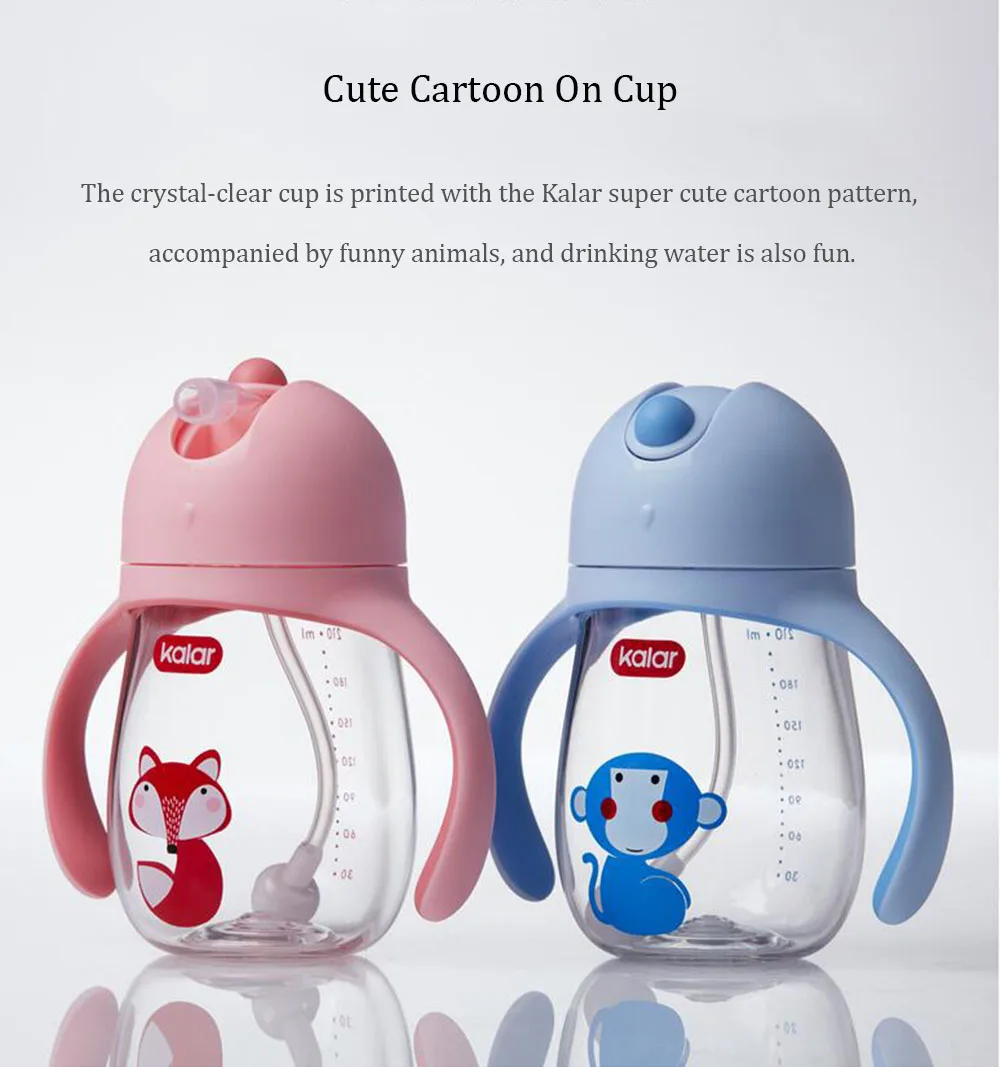 Xiaomi Kalar Cute Kids Water Bottle BPA Free Triatan With Straw Children Training Cup My Drink Bottles With Handle Sport Kettle (16)
