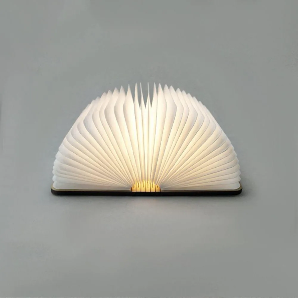  USB Rechargeable LED Foldable Wooden Book Shape Desk Lamp Nightlight Booklight for Home Decoration  - 32863046999