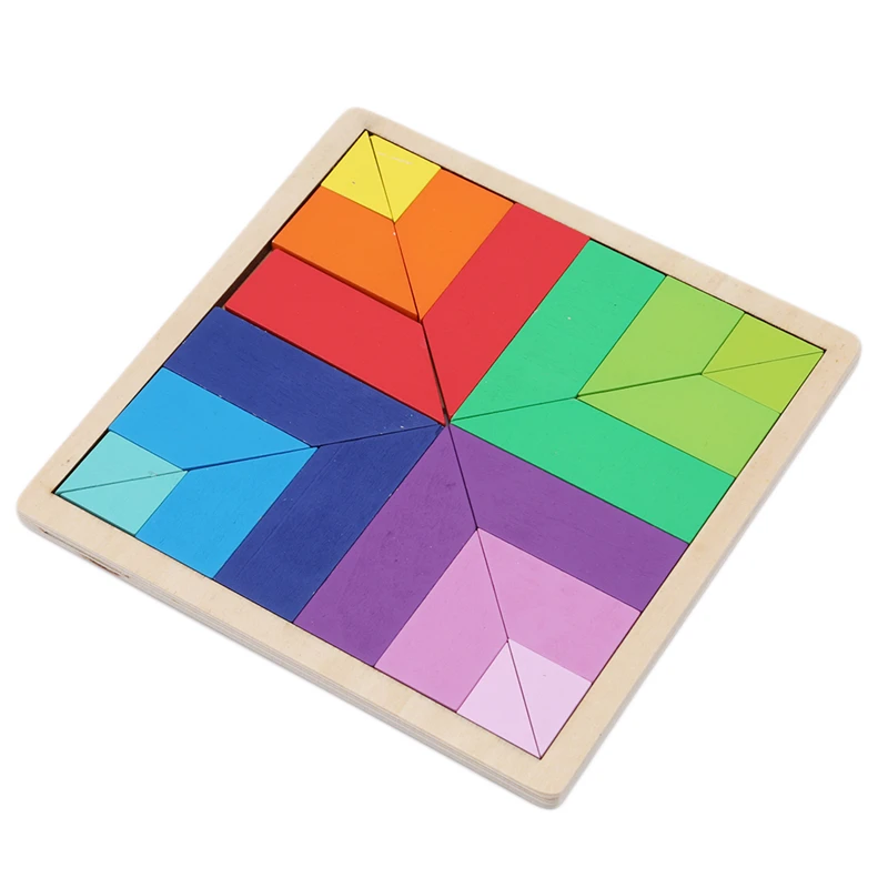 Wooden Puzzle for Children Kids Geometric Square Board Intelligence Puzzle Kids Wooden Learning Educational Toys Jigsaw