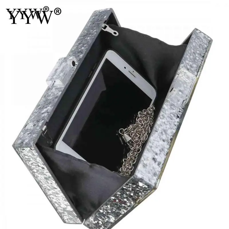 Acrylic Box Evening Clutch Bag Eyes Pattern Chain Shoulder Handbag Crossbody Hardcase Bags Wedding Party Prom Purse With Sequin