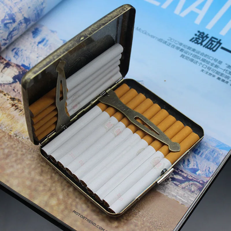 Винтажный металлический чехол для сигарет 20 шт. Классический Дизайн чехол для сигарет с коробкой для мужчин подарок аксессуары для сигарет
