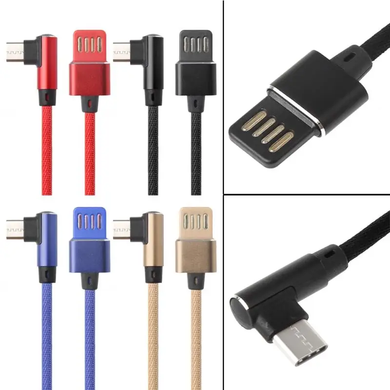 Кабель передачи данных QUWIND 90 градусов 8pin Type C Micro Usb двусторонний 1 м для iPhone 6 7 8 X