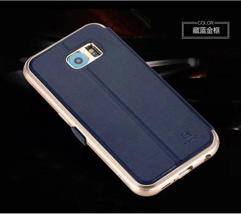Чехол iMatch для samsung Galaxy S6, роскошный чехол из натуральной кожи с металлической рамкой на магните для samsung S6, чехол для телефона s, сумка