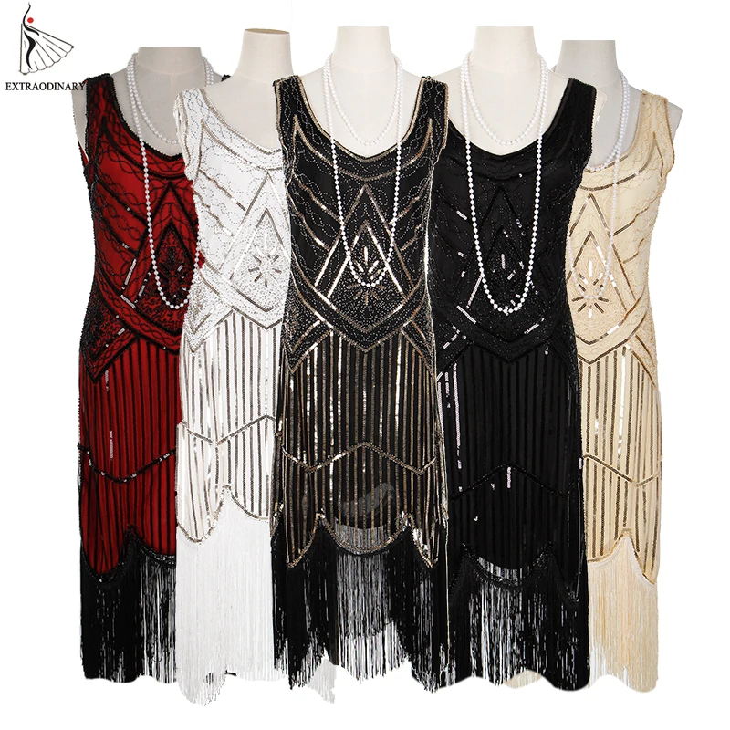 Женское вечернее платье 1920 s Great Gatsby Flapper Vestidos с блестками и бисером, платье с бахромой, вечернее платье с v-образным вырезом, украшенное бахромой, без рукавов