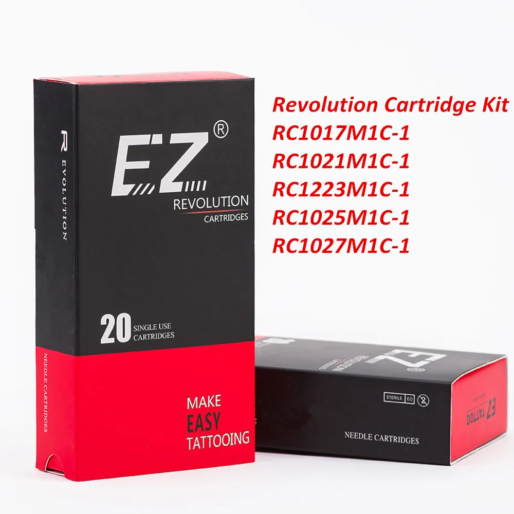 100 pcs Assorted EZ Revolution Cartridge Tattoo Needles Kit Curved