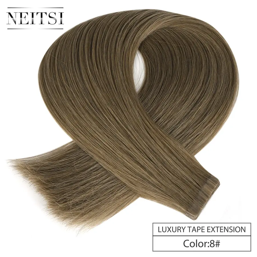 Neitsi Luxury Tape In Remy Human Hair Extensions Double Drawn Adhesive Straight Skin Weft Hair 20'' 2.5g/pc 60PCS 80PCS - Цвет: #8