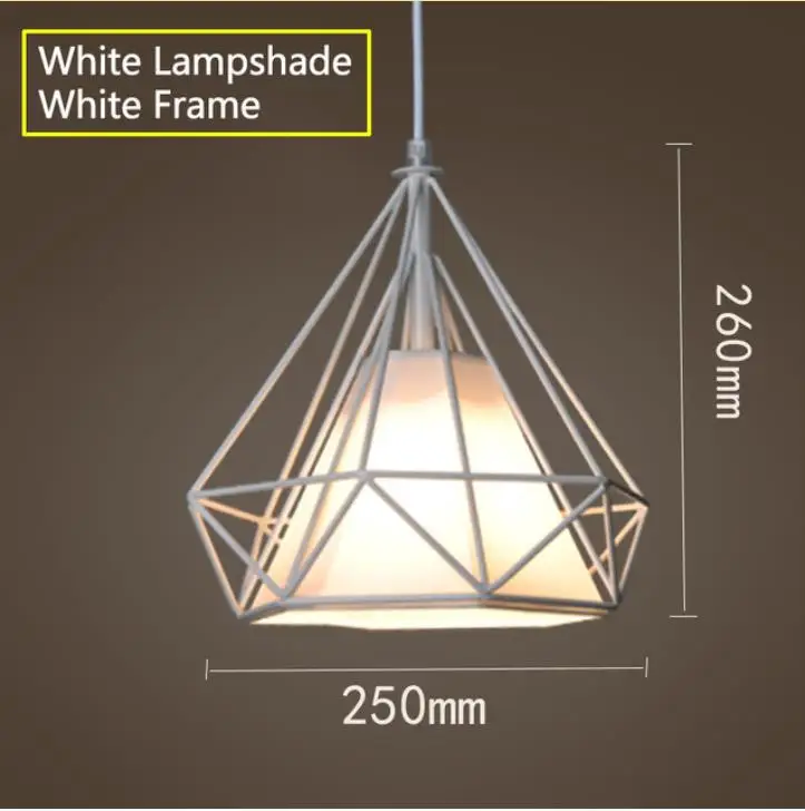 Современный черный светильник в виде птичьей клетки Железный минималистичный Ретро Лофт Пирамида подвеска лампа металлическая клетка с E27 - Цвет корпуса: White  Frame