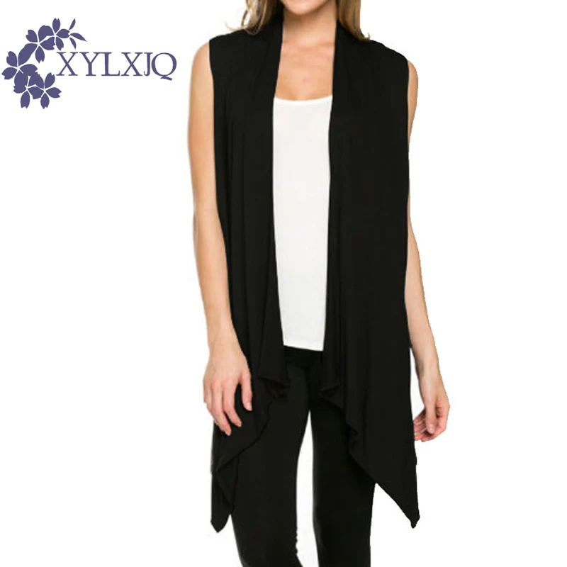 XYLXJQ 2017 New Summer Women Vest Casual Waistcoat Colete Feminino Plus Size Long Sleeveless Cardigan Women Outerwears HQ032