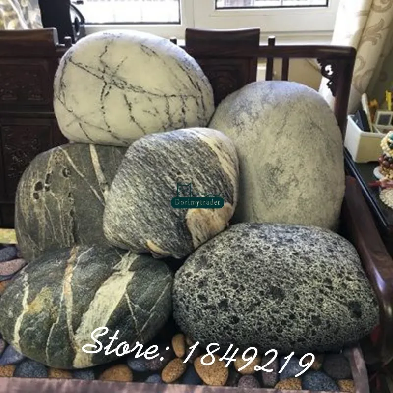 Dorimytrader A Set Mixed Stone Shape Pillow Large Plush Soft Emulational Natural Stone CUSHION Decoration DY61073 (12)