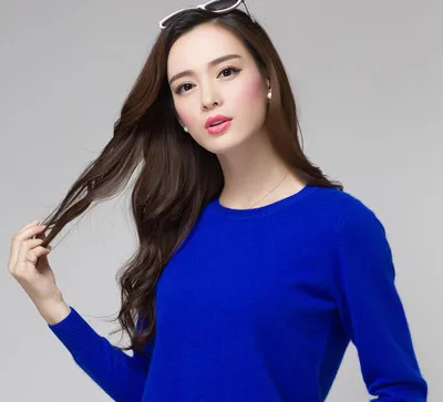 19 Royal Blue Основные Тонкой Шерсти Пуловеры женская Шерсть O-образным Вырезом Свитера Вязаные Женщины Перемычка Топы Характеристика Продукта Смесей Пряжи Кашемира(5 - Цвет: 19 Royal Blue