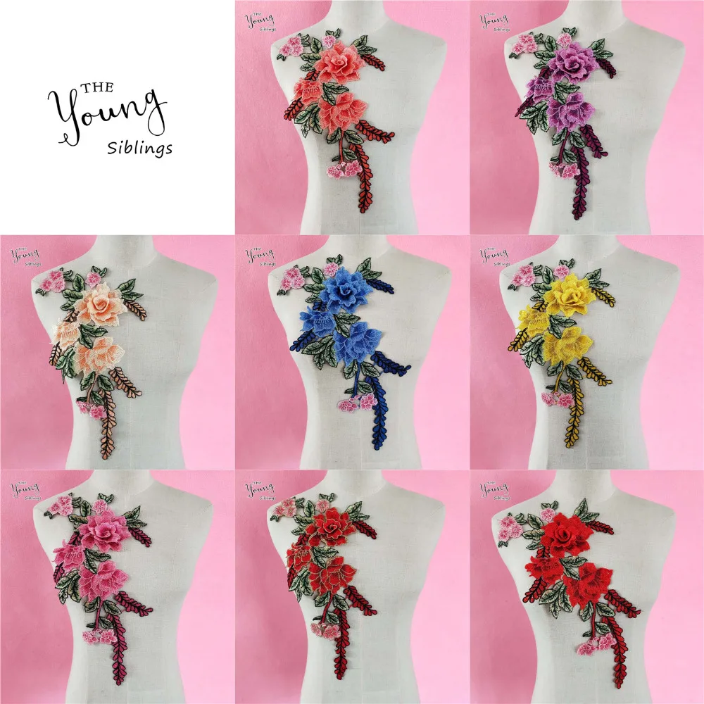 

New Hot sale 1pcs sale Fabric 3D Flower Lace Collar neckline Applique DIY Craft Neckline Sewing Clothing Accessories Supplies