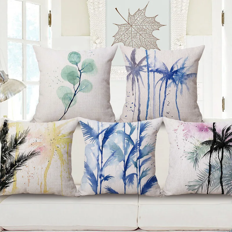 Watercolor small cotton and linen hold Pillow covers Sofa