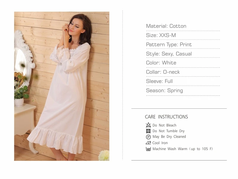 Брендовая женская пижама для сна, хлопковая одноцветная белая длинная ночная рубашка, сексуальное домашнее платье, ночная рубашка размера плюс# P15