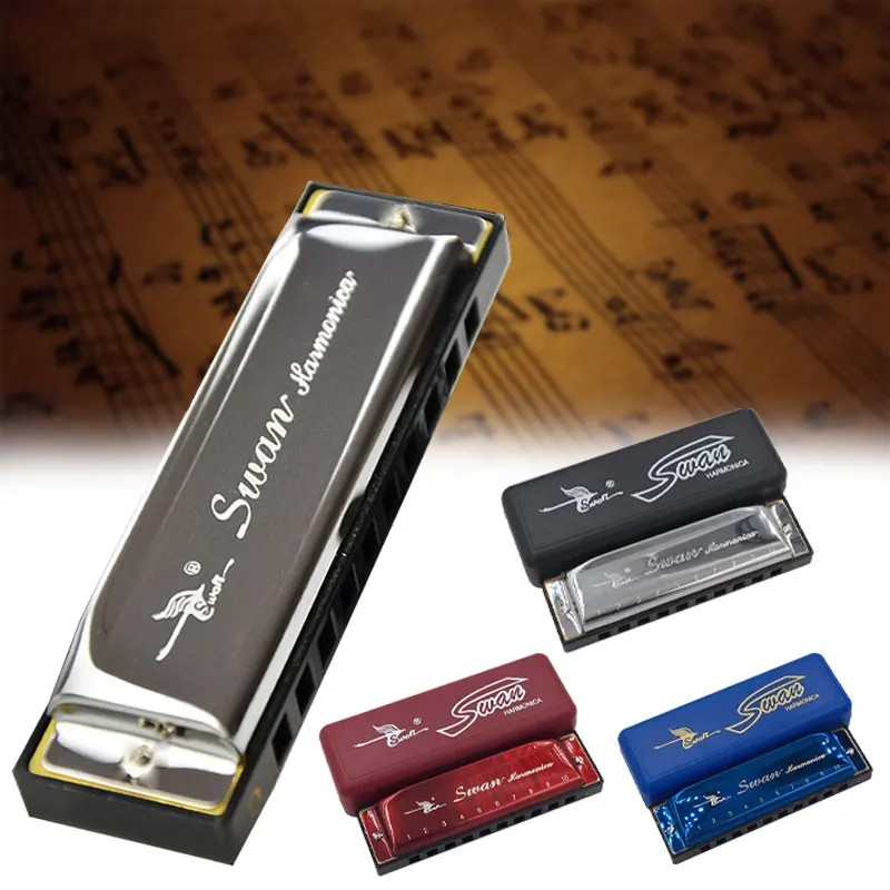 

2019 Popular Swan Harmonicas 10 Holes 20 Tone Key Of C Silver Color Blues Jazz Rock Folk Music Musical Instrument Diatonic Harp