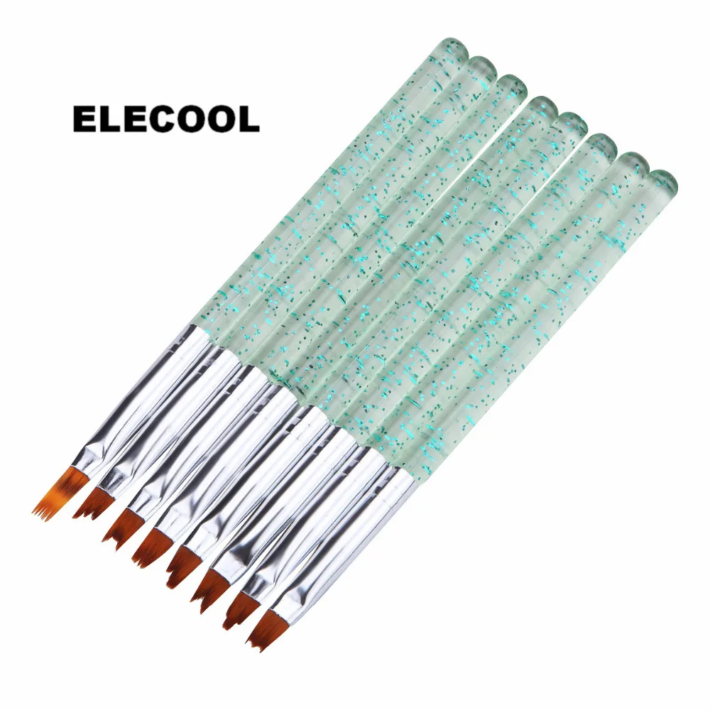 Elecool 8 шт акриловый дизайн ногтей, скос ручка для рисования кисти DIY Маникюрный набор 2 цвета в наличии