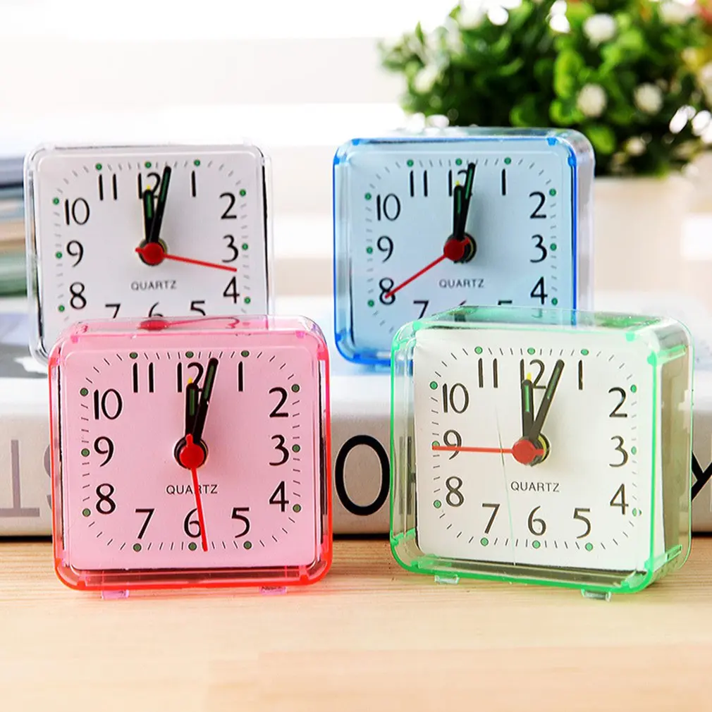 

Modern Square Watch Alarm Clock Bedroom Desktop Bed Wake Up Clocks Plastic Silent Sweeping Small Digital Clock 2019