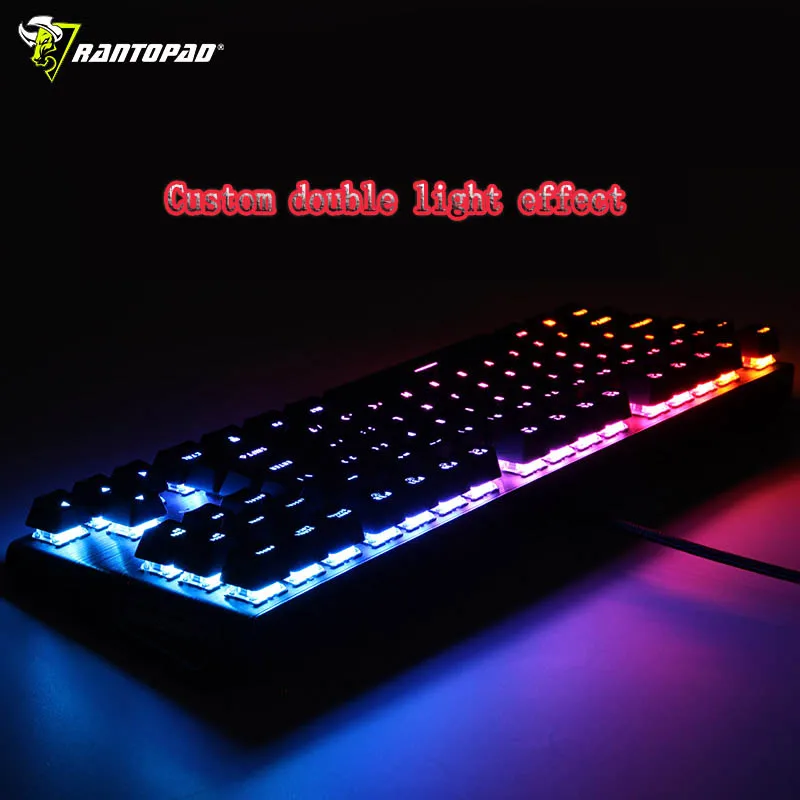 

Rantopad MXX Black RGB Custom Backlit Mechanical Gaming Keyboard 87-Key Deluxe Black Aluminium Cap DOTA2 Tank World CS