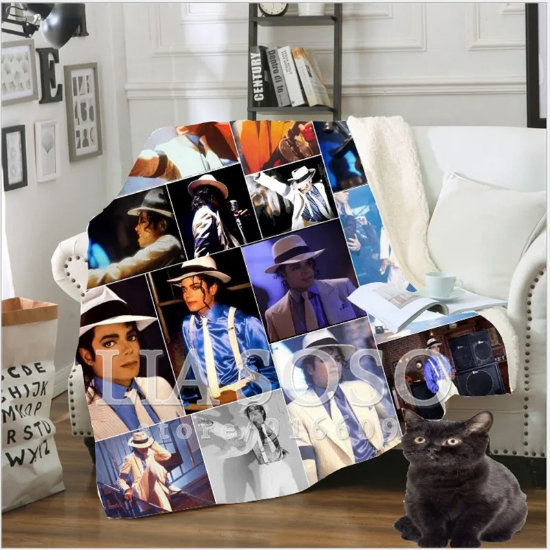 

Anime Sofa Travel Youth Bedding Michael Jackson patterned stuffed blanket bedspread for boy girl travel blanket sofa quilt A04